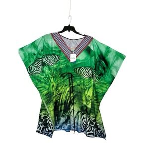 Jovie Caftan Womens OS Boho Tropical Hippie Festival MuuMuu Cover Up